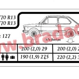 Nálepka "tlak pneumatik" Fiat 127