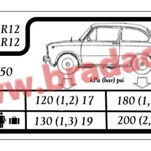 Nálepka "tlak pneumatik" Fiat 850